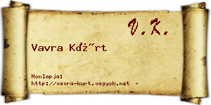 Vavra Kürt névjegykártya